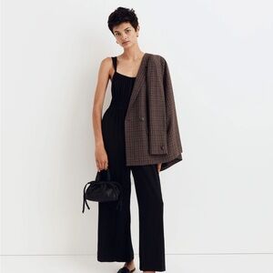 Womens Madewell Lusterweave Sophia Tank Wide Leg Jumpsuit Black